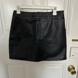 Lulu's Sleek Black Leather Mini Skirt